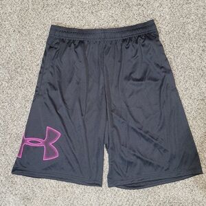 Under Armour Mens Medium UA Tech Graphic Shorts Black Basketball Athletic Gym